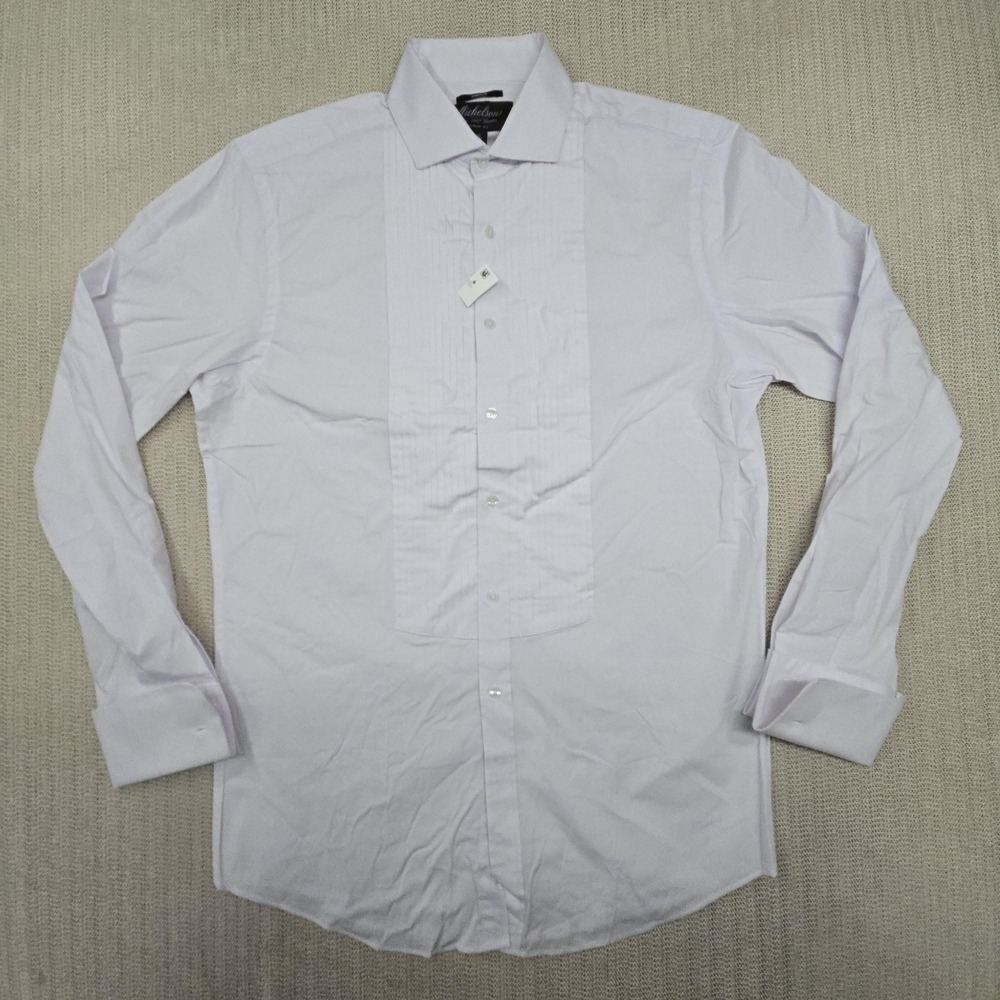 Michelsons Shirt Mens 15 34/35 White Pleated Classic Fit Stretch Tuxedo Dress